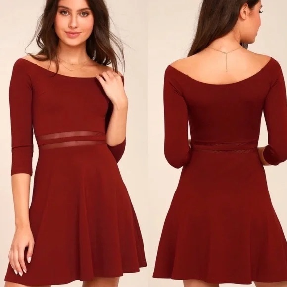 Lulus Dresses & Skirts - Yes to the Mesh burgundy dress LULUS size S